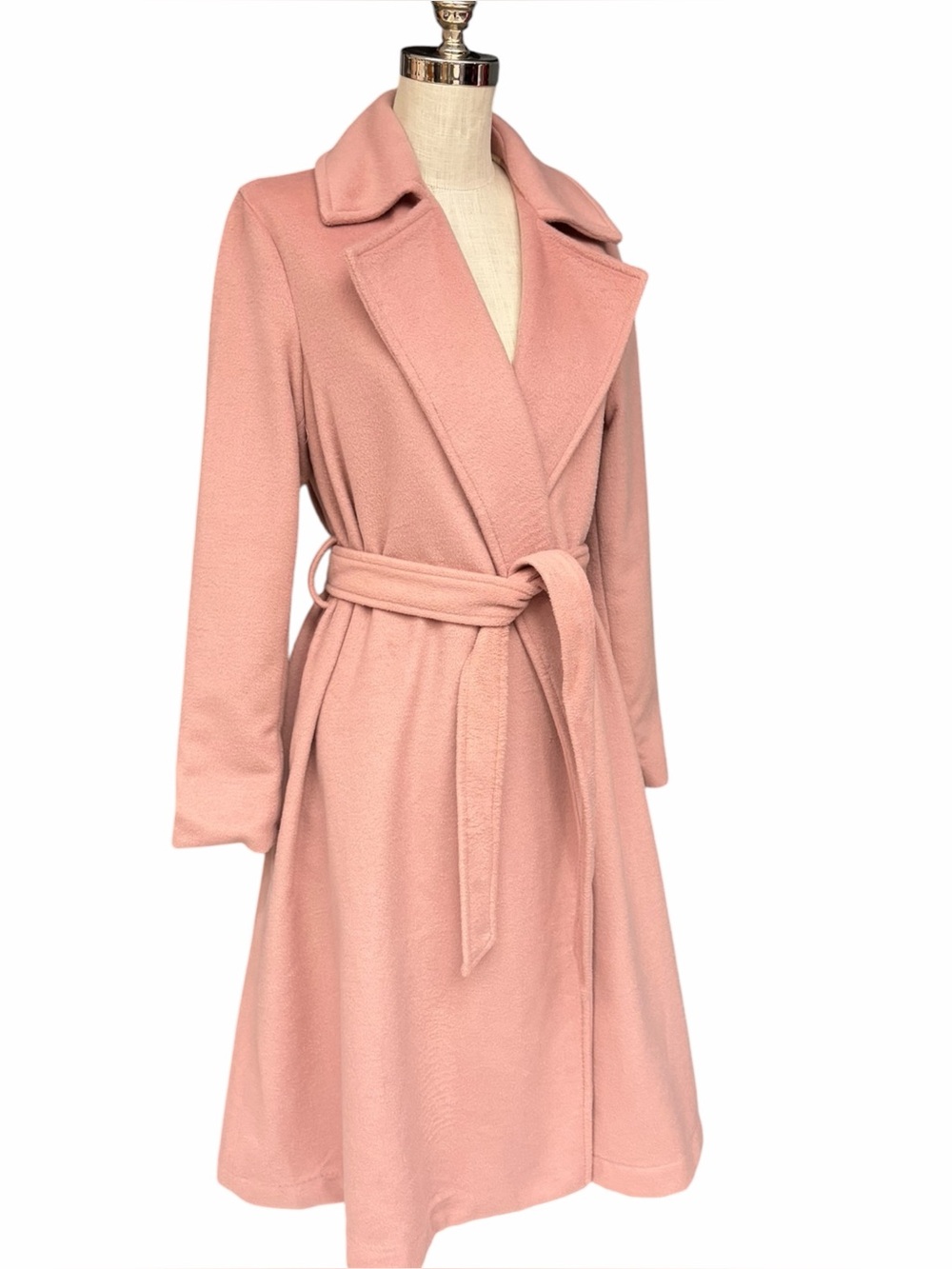 Free People Sierra Pink Wool Blend Belted Wrap Coat XS Winter Swing Coat